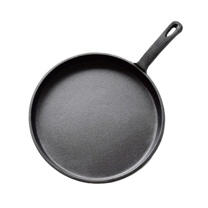 SOGA 26cm Round Cast Iron Frying Pan Skillet Griddle Sizzle Platter • LUZ-ZPai033