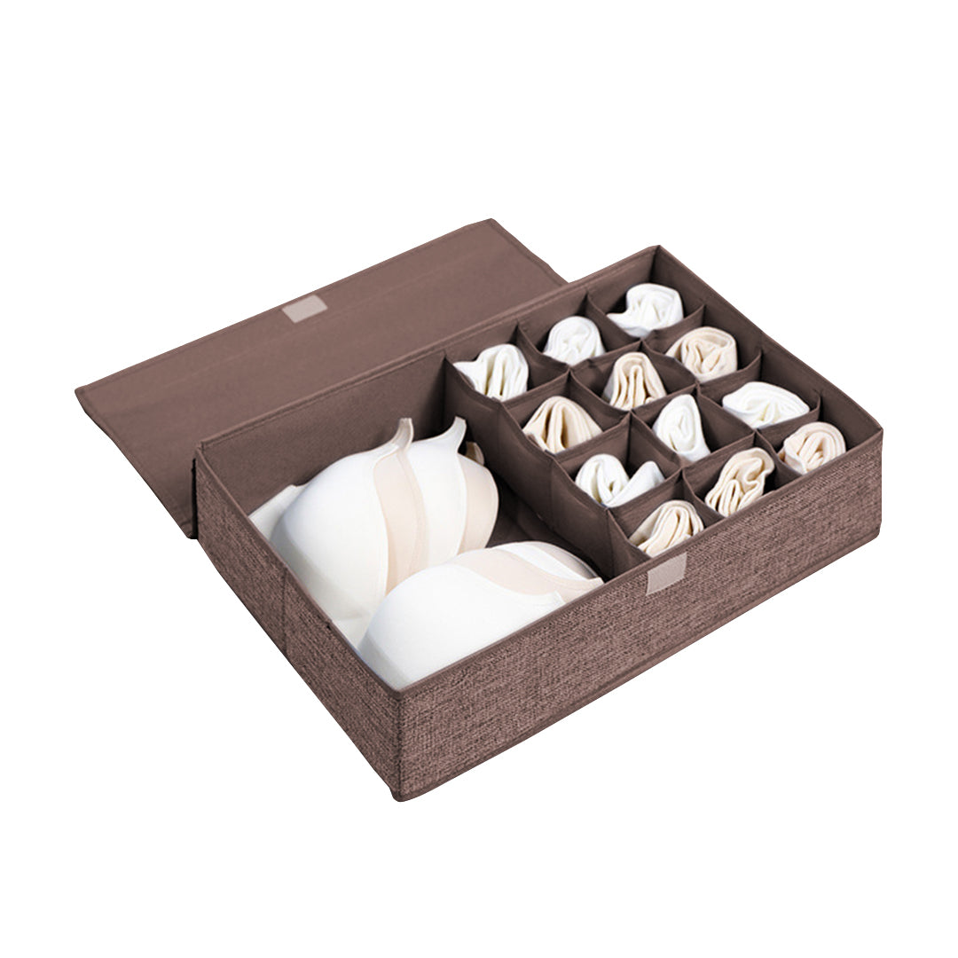 SOGA Coffee Flip Top Underwear Storage Box Foldable Wardrobe Partition Drawer Home Organiser • LUZ-SBox033