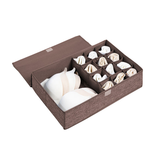 SOGA Coffee Flip Top Underwear Storage Box Foldable Wardrobe Partition Drawer Home Organiser • LUZ-SBox033