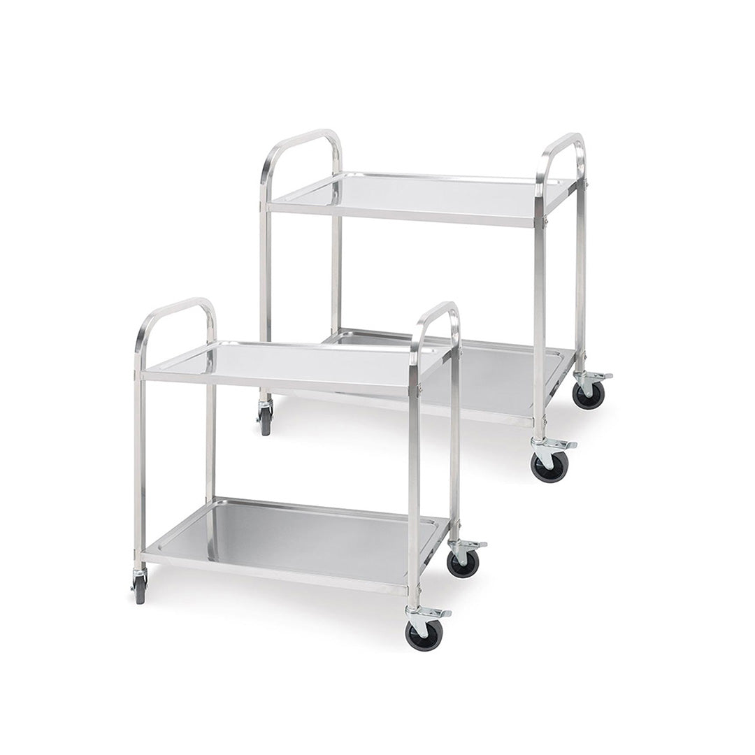 SOGA 2X 2 Tier 95x50x95cm Stainless Steel Kitchen Dining Food Cart Trolley Utility Large • LUZ-FoodCart1004X2