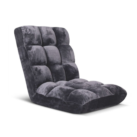 SOGA Floor Recliner Folding Lounge Sofa Futon Couch Folding Chair Cushion Grey • LUZ-LoungeChairGrey