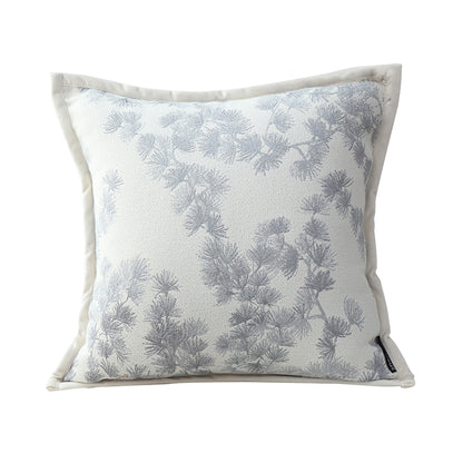 SOGA 45cm Throw Pillow Cream White Wide Border with Branch and Pine Needle Design Pattern Home Decor • LUZ-FrenchCushion306