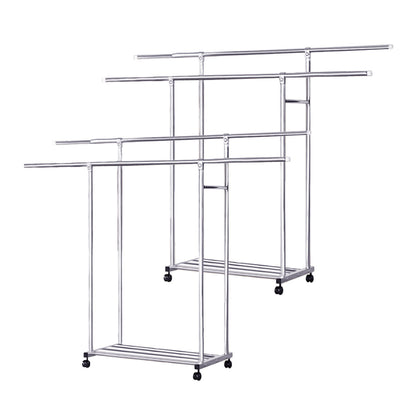 SOGA 2X 120cm Stainless Steel Floor-Standing Clothes Rack - Durable and Space-Saving Laundry Organizer • LUZ-BSXG2530X2