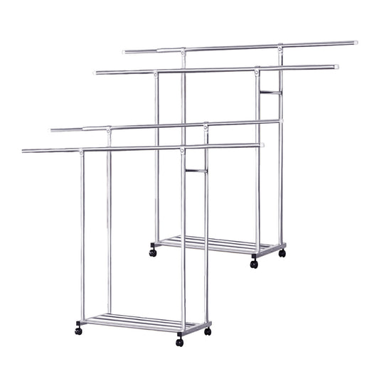 SOGA 2X 120cm Stainless Steel Floor-Standing Clothes Rack - Durable and Space-Saving Laundry Organizer • LUZ-BSXG2530X2