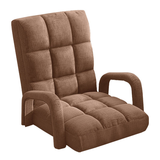 SOGA Foldable Lounge Cushion Adjustable Floor Lazy Recliner Chair with Armrest Coffee • LUZ-LoungeArmCoffee