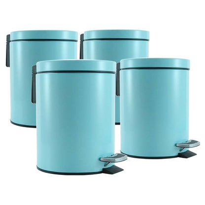 SOGA 4X 12L Foot Pedal Stainless Steel Rubbish Recycling Garbage Waste Trash Bin Round Blue • LUZ-RubbishBinRound12LBlueX4