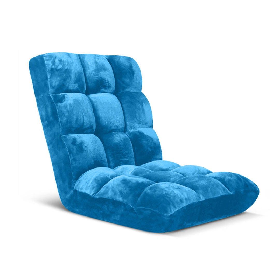 SOGA Floor Recliner Folding Lounge Sofa Futon Couch Folding Chair Cushion Blue • LUZ-LoungeChairBlue