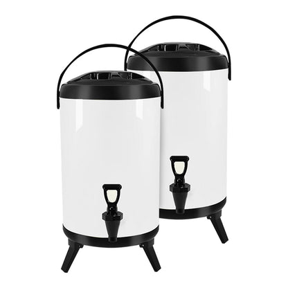 SOGA 2X 14L Stainless Steel Insulated Milk Tea Barrel Hot and Cold Beverage Dispenser Container with Faucet White • LUZ-VICDispenser14LWHTX2