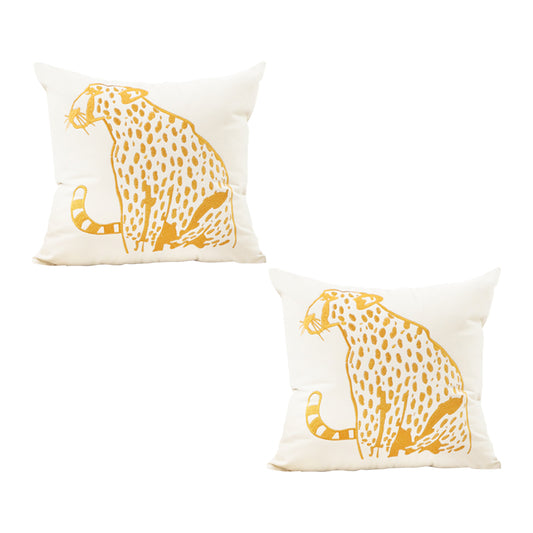 SOGA 45cm Throw Pillow White Light Luxury with Golden Leopard Design Decorative Square Cushion Home Decor • LUZ-FrenchCushion276X2