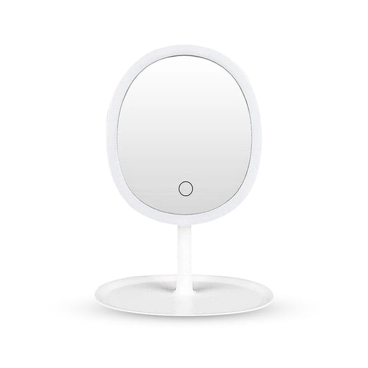 SOGA 26cm White Oval Smart LED Makeup Bedroom Table Vanity Mirror Tricolor Adjustable Light LUZ-MirrorE10