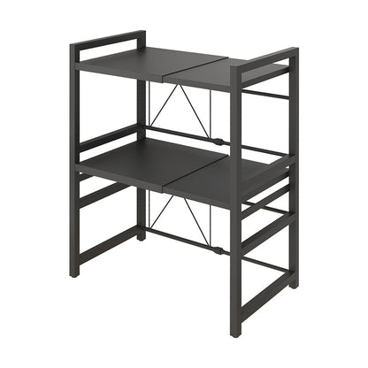 SOGA 3 Tier Steel Black Retractable Kitchen Microwave Oven Stand Multi-Functional Shelves Storage Organizer • LUZ-KitchenXY023