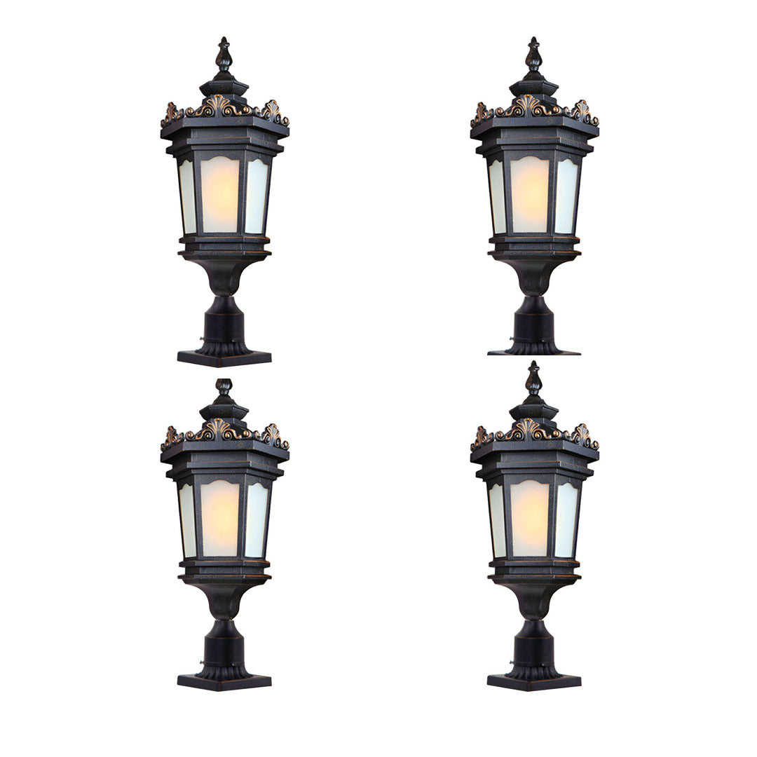 Vintage Lamp 4X 72cm Lantern Stand Elegant Aluminum & Glass Outdoor Light Antique Style Exterior Fixture • LUZ-Lamp320StandX4