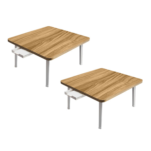 SOGA 2X Wood-Colored Portable Floor Table Small Square Space-Saving Mini Desk Home Decor • LUZ-FloorTable503X2