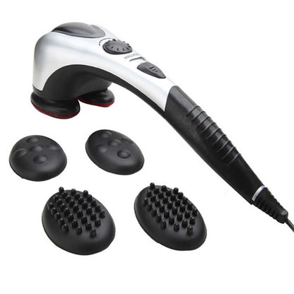 SOGA Deluxe Handheld Percussion Soothing Body Massager • LUZ-MassagerSilver2Heads