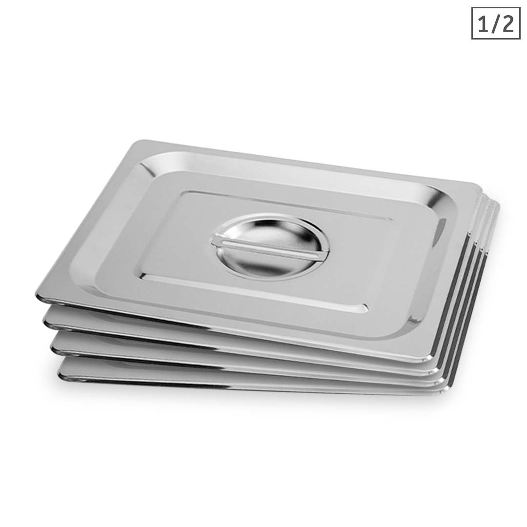 SOGA 4X Gastronorm GN Pan Lid Full Size 1/2 Stainless Steel Tray Top Cover • LUZ-GP5502-JLID2F-X4
