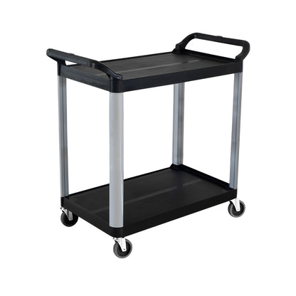SOGA 2 Tier Food Trolley Portable Kitchen Cart Multifunctional Big Utility Service with wheels 950x500x640mm Black • LUZ-FoodCart1520
