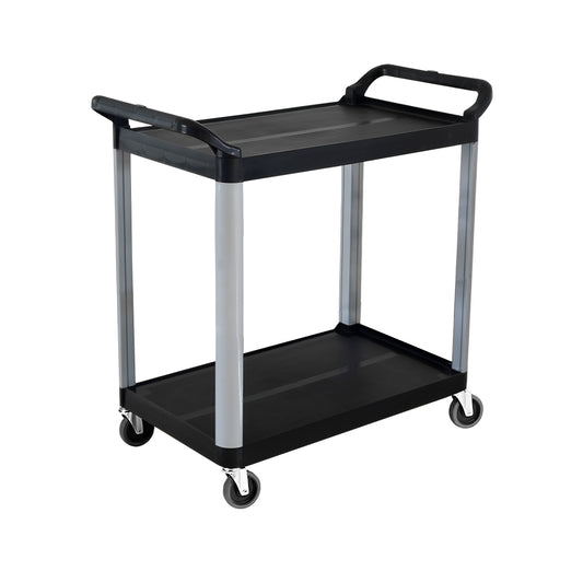 SOGA 2 Tier Food Trolley Portable Kitchen Cart Multifunctional Big Utility Service with wheels 950x500x640mm Black • LUZ-FoodCart1520