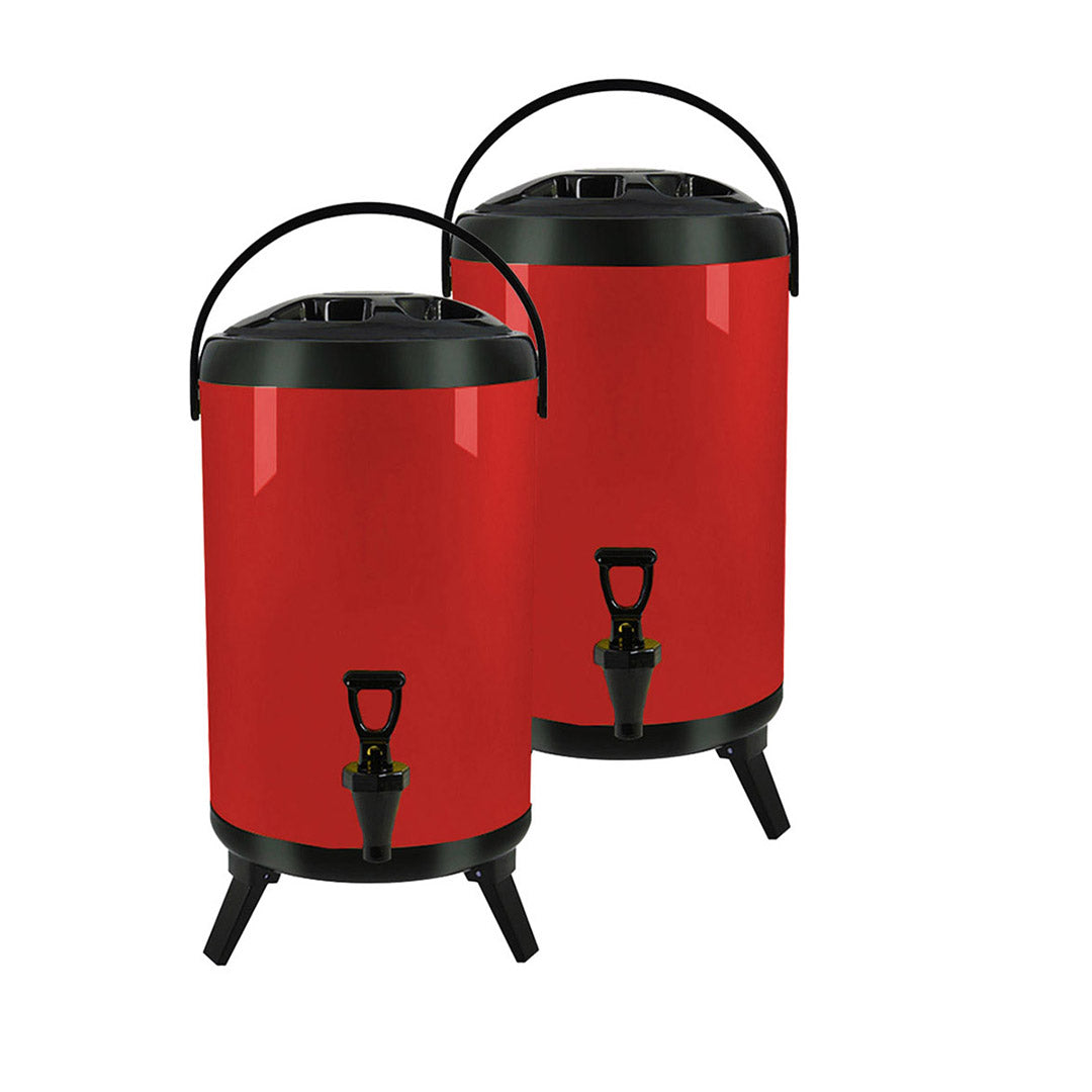 SOGA 2X 8L Stainless Steel Insulated Milk Tea Barrel Hot and Cold Beverage Dispenser Container with Faucet Red • LUZ-VICDispenser8LREDX2