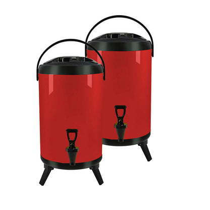 SOGA 2X 8L Stainless Steel Insulated Milk Tea Barrel Hot and Cold Beverage Dispenser Container with Faucet Red • LUZ-VICDispenser8LREDX2