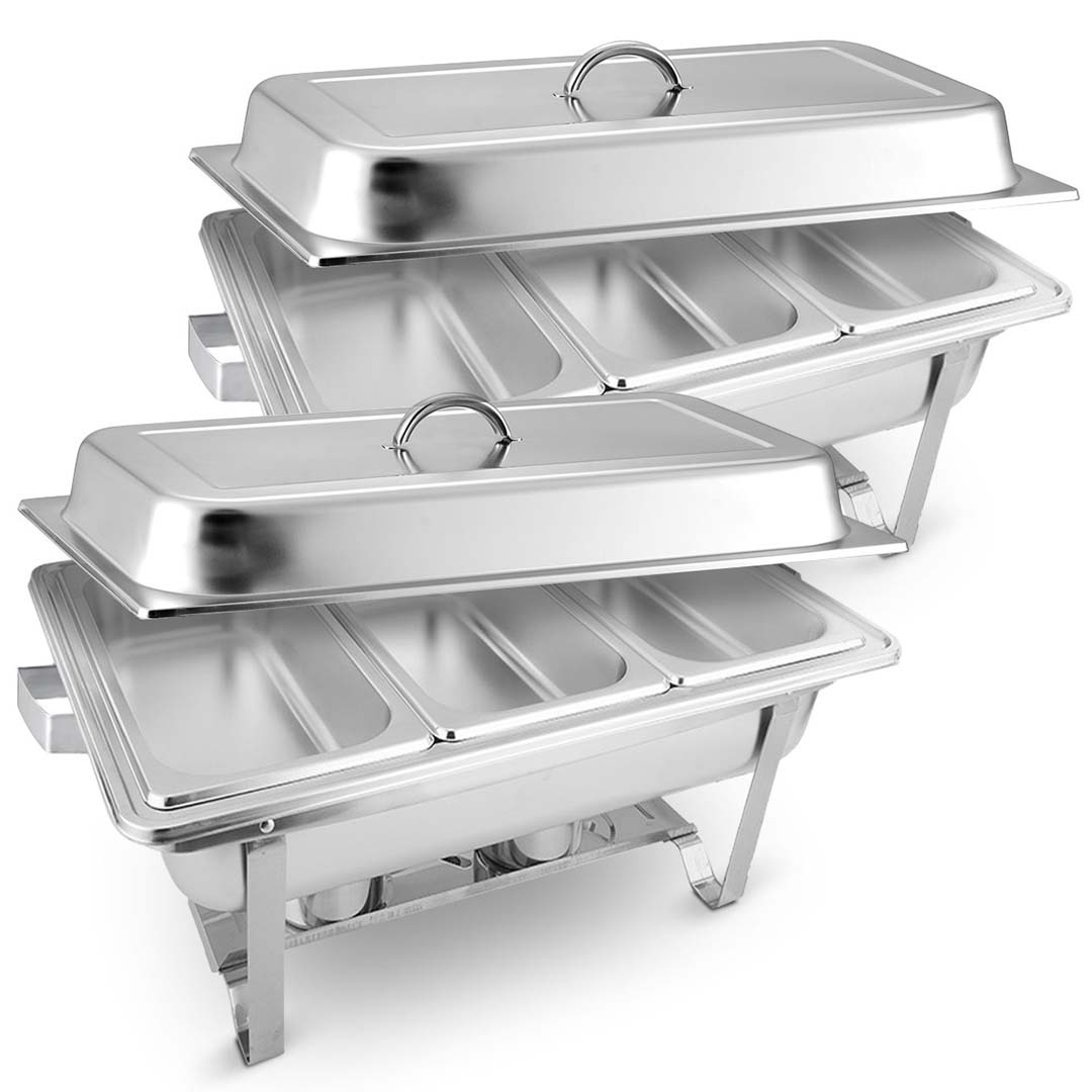 SOGA 2X 3L Triple Tray Stainless Steel Chafing Food Warmer Catering Dish • LUZ-ChafingDish56303X2