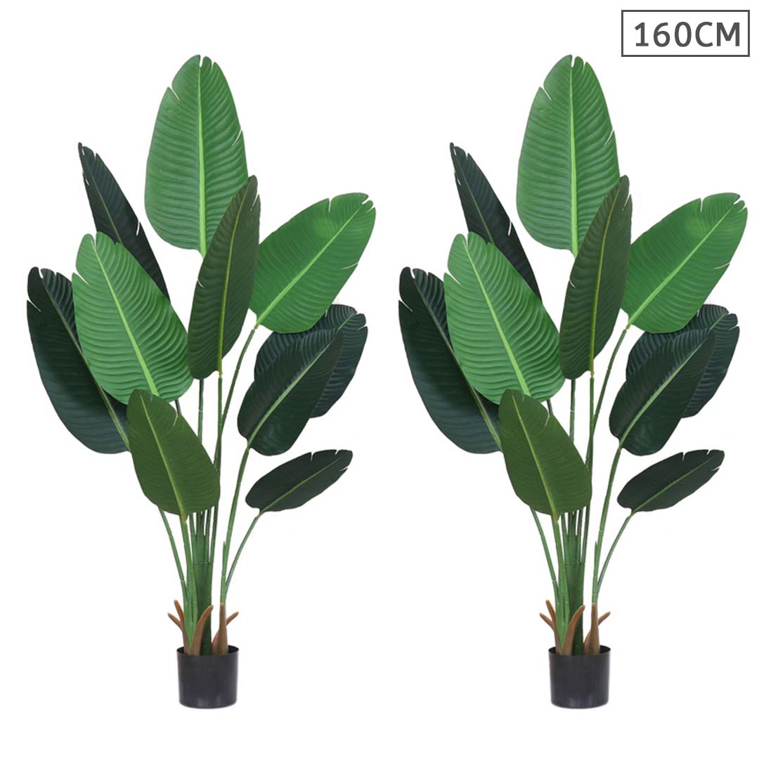 SOGA 2X 160cm Artificial Green Indoor Traveler Banana Fake Decoration Tree Flower Pot Plant • LUZ-APlantFHM16010X2