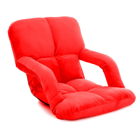 SOGA Foldable Lounge Cushion Adjustable Floor Lazy Recliner Chair with Armrest Red • LUZ-LoungeKidRed