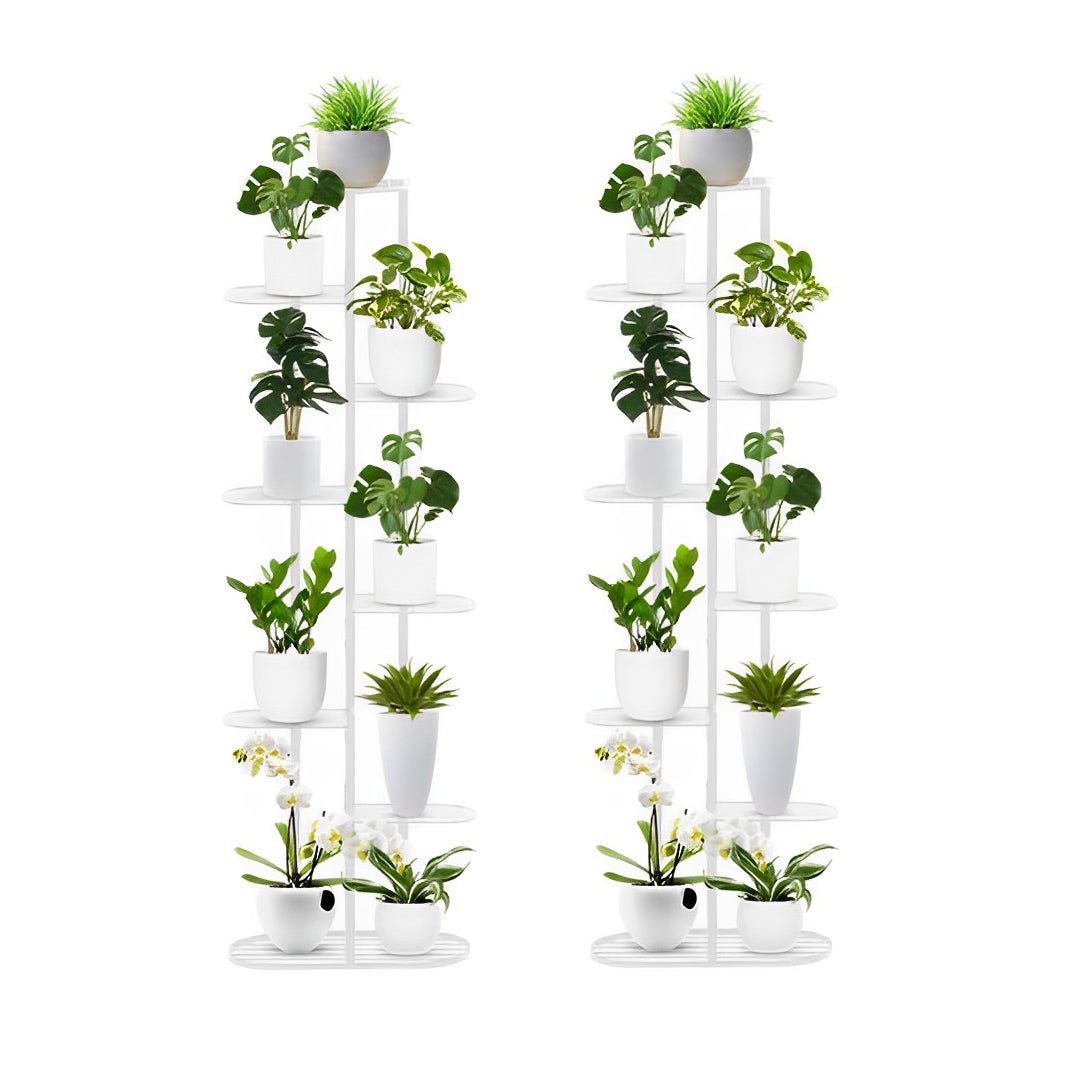 SOGA 2X 8 Tier 9 Pots White Metal Plant Rack Flowerpot Storage Display Stand Holder Home Garden Decor • LUZ-FPotH36X2