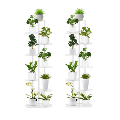SOGA 2X 8 Tier 9 Pots White Metal Plant Rack Flowerpot Storage Display Stand Holder Home Garden Decor • LUZ-FPotH36X2