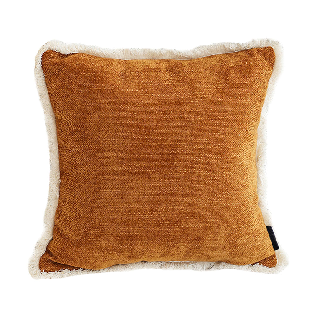 SOGA 45cm Home Aesthetic Chenille Texture Tassel Square Sunset Orange Throw Pillow • LUZ-FrenchCushion247