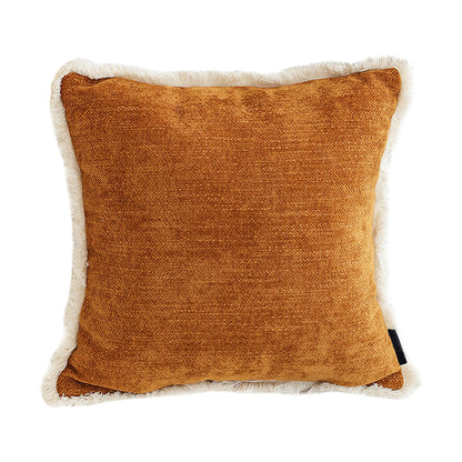 SOGA 45cm Home Aesthetic Chenille Texture Tassel Square Sunset Orange Throw Pillow • LUZ-FrenchCushion247
