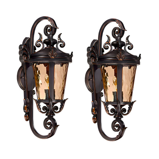 Vintage Lantern 2X 70cm Aluminum & Glass Wall Light Classic Lantern Design Elegant Outdoor Antique Inspired Wall Lamp • LUZ-Lamp58499MedX2
