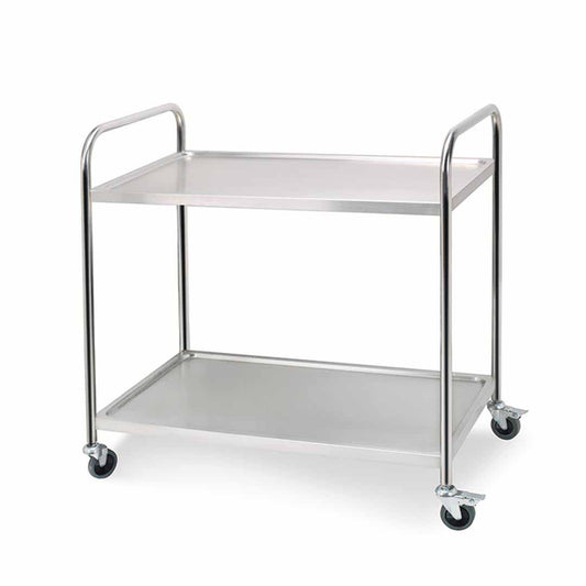 SOGA 2 Tier 81x46x85cm Stainless Steel Kitchen Dining Food Cart Trolley Utility Round Small • LUZ-FoodCart1105