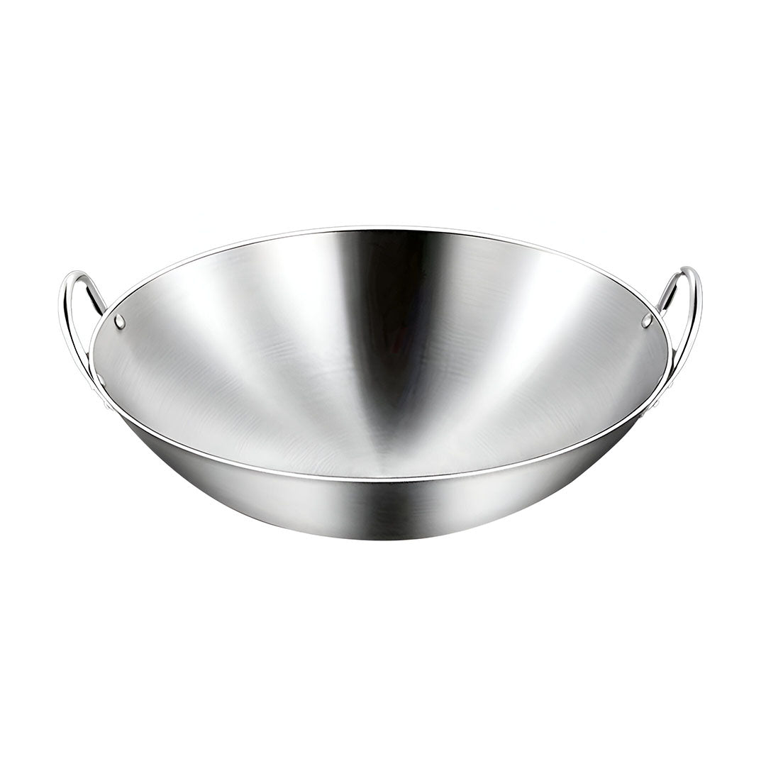 SOGA 43cm Stainless Steel Kitchen Cooking Wok with 2 Sturdy Handles • LUZ-WokCom43