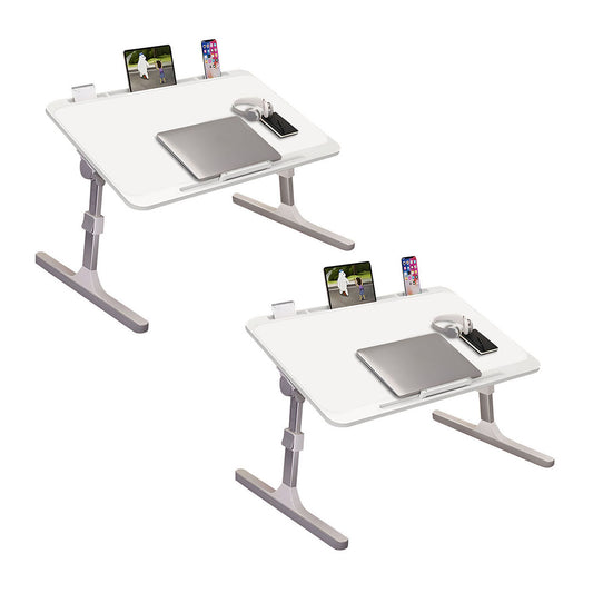 SOGA 2X 70X45cm White Small Laptop Bed Portable Foldable Study Table Adjustable • LUZ-BedTableA14X2