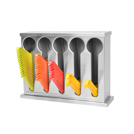 SOGA Stainless Steel Buffet Restaurant Spoon Utensil Holder Storage Rack 5 Holes • LUZ-CutleryHolder4632