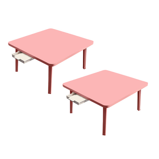 SOGA 2X Pink Portable Floor Table Small Square Space-Saving Mini Desk Home Decor • LUZ-FloorTable504X2