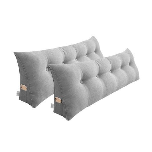 SOGA 2X 150cm Silver Triangular Wedge Bed Pillow Headboard Backrest Bedside Tatami Cushion Home Decor • LUZ-PillowFab150SilverX2