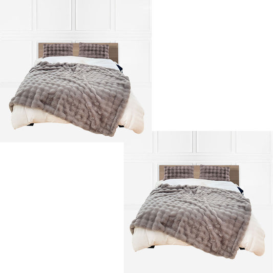 SOGA 2X 200cm Grey Fur Fuzzy Super Soft and Cozy Fluffy Throw Blanket • LUZ-BlanketFur335X2