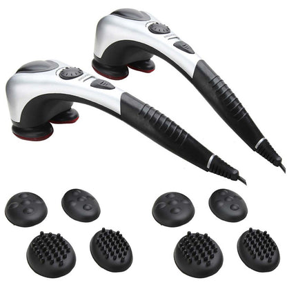 SOGA 2X Deluxe Handheld Percussion Soothing Body Massager • LUZ-MassagerSilver2HeadsX2
