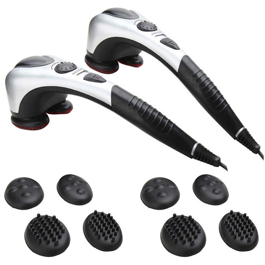 SOGA 2X Deluxe Handheld Percussion Soothing Body Massager • LUZ-MassagerSilver2HeadsX2
