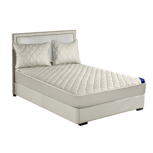 SOGA White 183cm Wide Cross-Hatch Mattress Cover Thick Quilted Stretchable Bed Spread Sheet Protector with Pillow Covers • LUZ-BCover4013