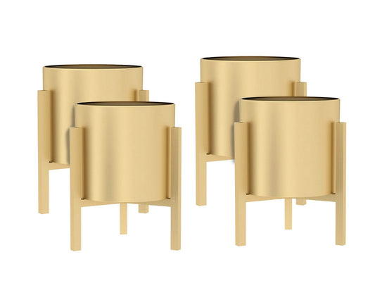 SOGA 4X 30CM Gold Metal Plant Stand with Flower Pot Holder Corner Shelving Rack Indoor Display • LUZ-FPotH32GLDX4