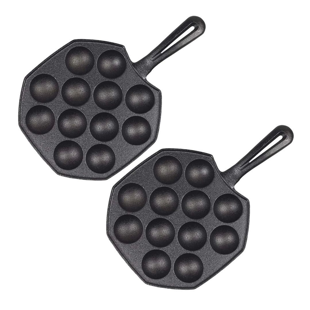 SOGA 2X 18CM Cast Iron Takoyaki Fry Pan Octopus Balls Maker 12 Hole Cavities Grill Mold • LUZ-ZPaiB2X2