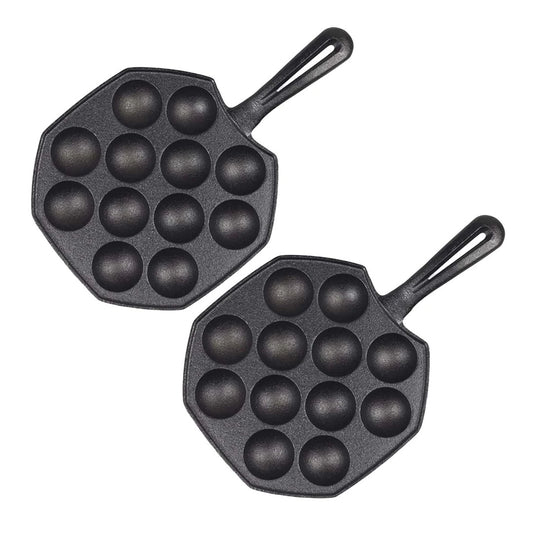 SOGA 2X 18CM Cast Iron Takoyaki Fry Pan Octopus Balls Maker 12 Hole Cavities Grill Mold • LUZ-ZPaiB2X2