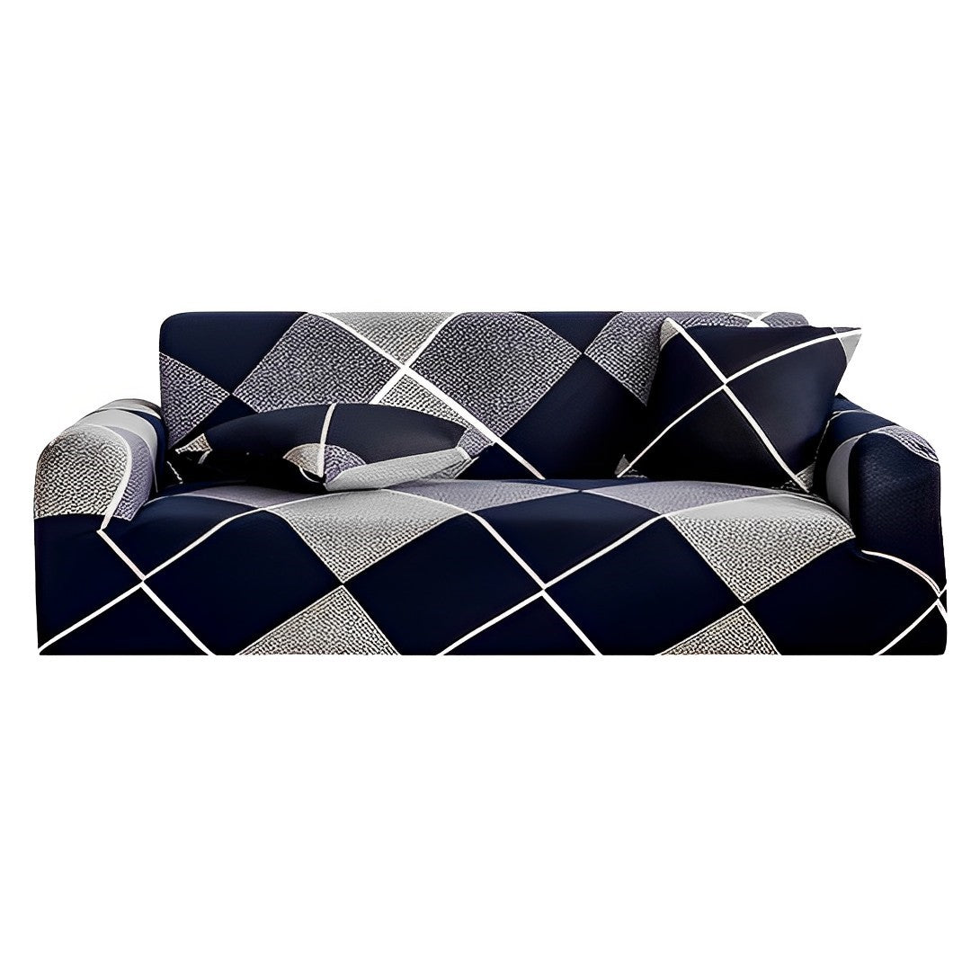 SOGA 3-Seater Checkered Sofa Cover Couch Protector High Stretch Lounge Slipcover Home Decor • LUZ-SofaCov223