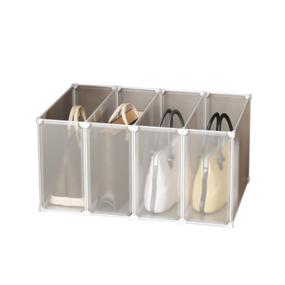SOGA 1 Tier Multifunctional PP Plastic Bag Box Portable Cubby DIY Storage Shelves Stackable Handbag Purse Organiser • LUZ-BagBox007