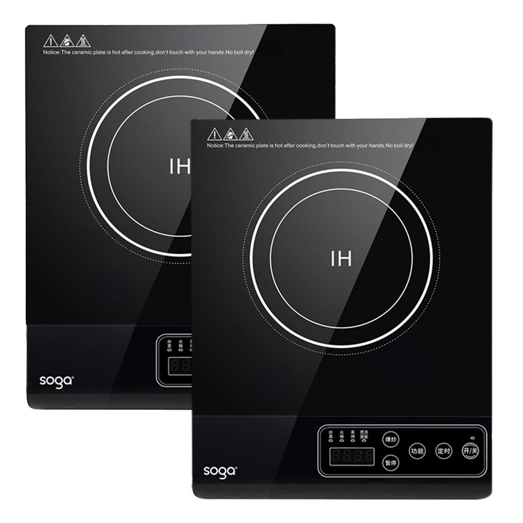 SOGA 2X 35.5cm Cooktop Electric Smart Induction Cook Top Portable Kitchen Cooker Cookware • LUZ-CooktopC20A1X2