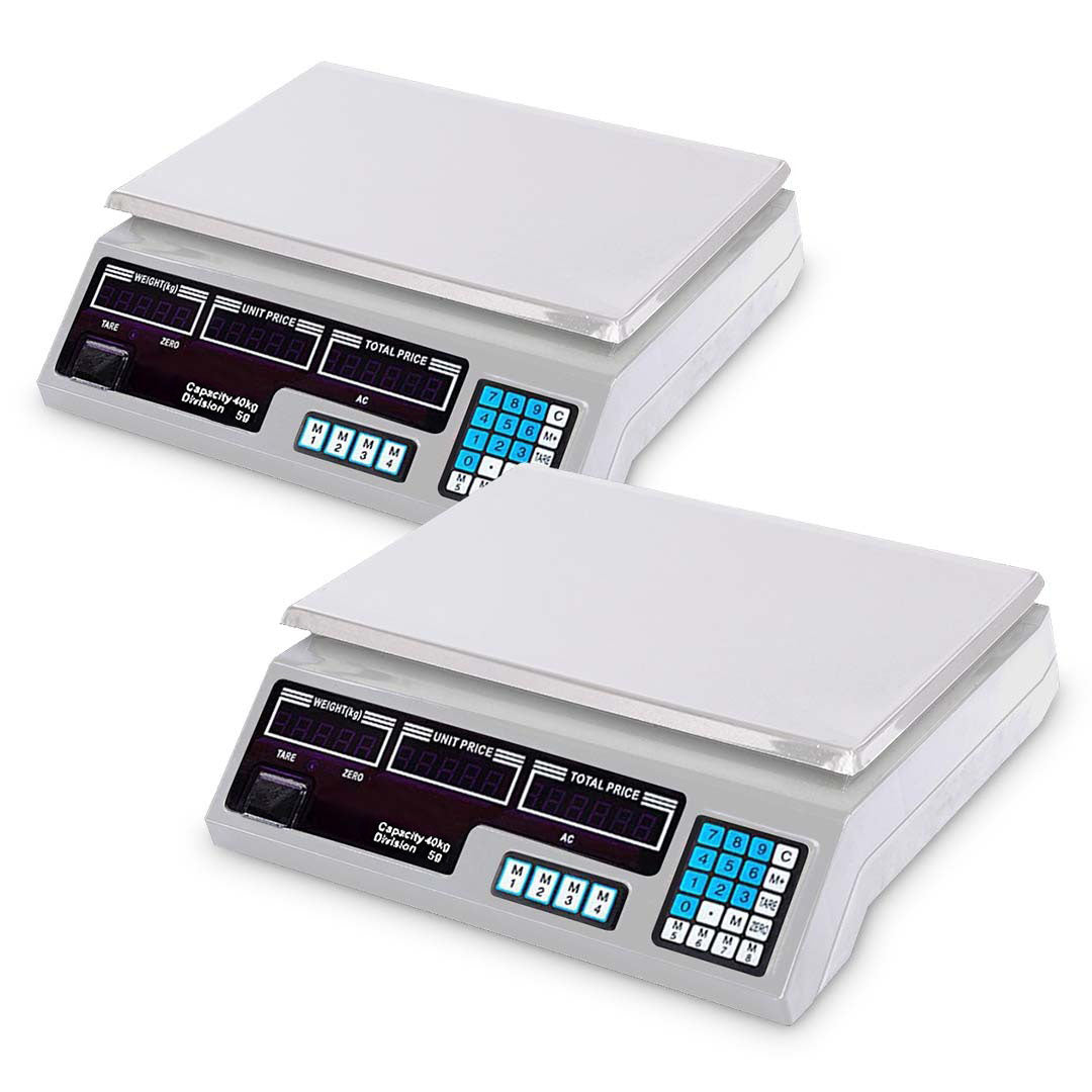 SOGA 2X 40kg Digital Commercial Kitchen Scales Shop Electronic Weight Scale Food White • LUZ-Scale40kgWHTX2