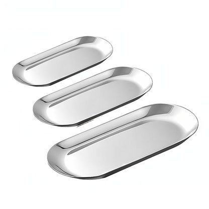 SOGA Silver Nordic Oval Plate Set Small Medium, and Large for 3 Pieces Kitchen Essentials • LUZ-VICPlate50