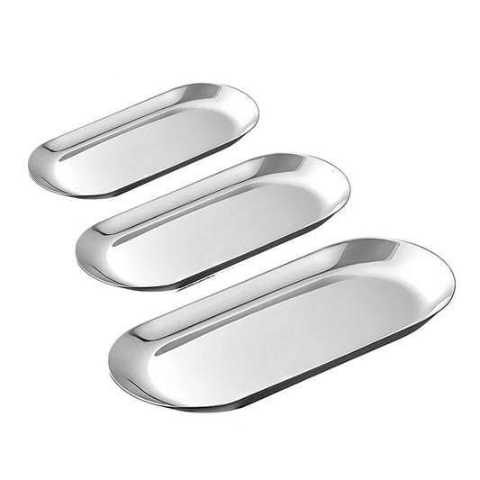 SOGA Silver Nordic Oval Plate Set Small Medium, and Large for 3 Pieces Kitchen Essentials • LUZ-VICPlate50